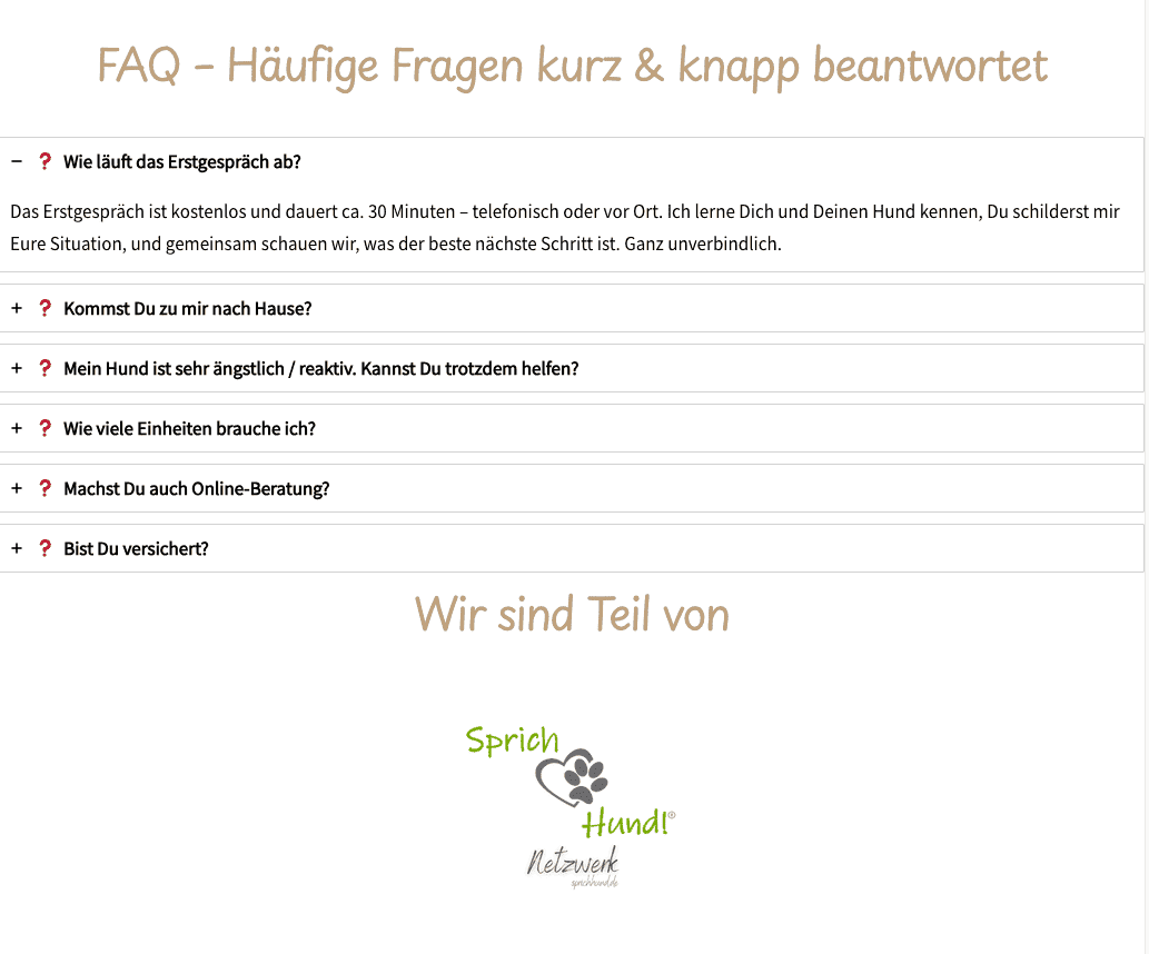 FAQ Bereich - GEO & SEO relevant